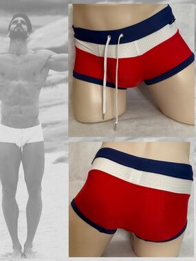 Andrew Christian Square Cut Swimsuit Small RARE sold out style Gently worn
